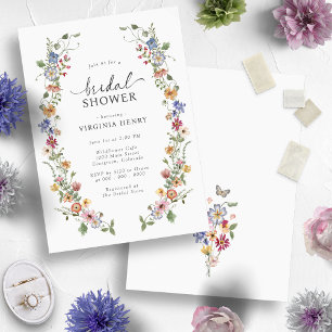Farbenfrohe Florale Brautparty Einladung
