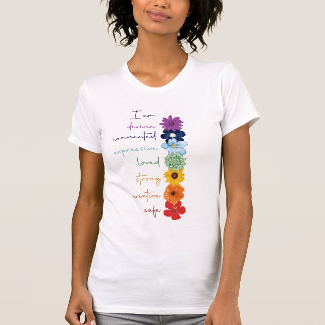 Farbenfrohe florale Chakra T - Shirt (Vorderseite)