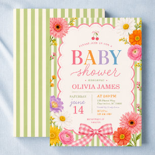 Farbenfrohe florale Dopamin-Glücks-Baby-Party Einladung