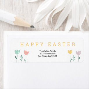Farbenfrohe florale Happy Oster Rücksendeadresse