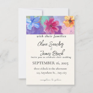 Farbenfrohe Florale Hochzeitseinladung Dankeskarte