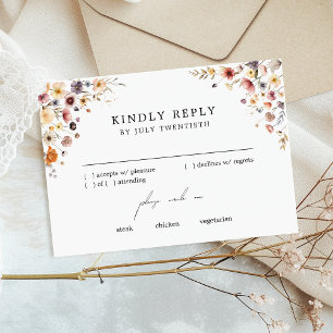 Farbenfrohe florale Hochzeitskarte RSVP Response C Karte