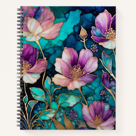 Farbenfrohe florale Ink Art Spirituosen Notebook Notizbuch