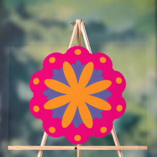 farbenfrohe florale Kreisformen Acrylschild
