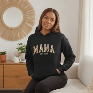Farbenfrohe Florale Mama Varsity Feminine Ästhetik Hoodie