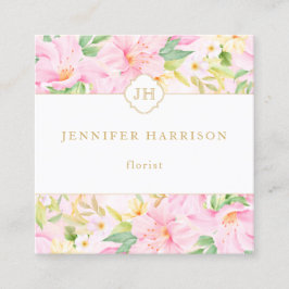 Farbenfrohe florale Monogramm Wasserfarben Botanis Quadratische Visitenkarte