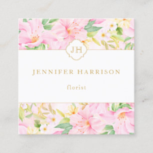 Farbenfrohe florale Monogramm Wasserfarben Botanis Quadratische Visitenkarte