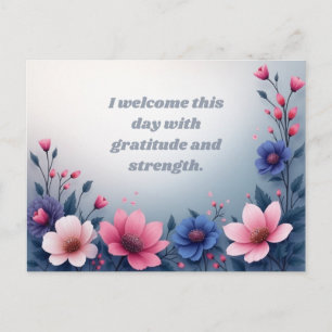 Farbenfrohe florale Motivation Dankbarkeit und Stä Postkarte