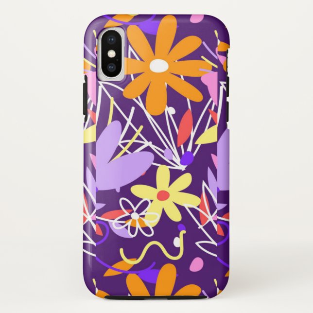 Farbenfrohe florale Muster Case-Mate iPhone Case (Rückseite)