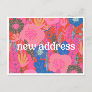 Farbenfrohe Florale Neue Adresse Wir Sind Umgezoge Postkarte