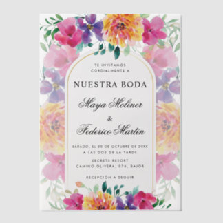 Farbenfrohe florale Nuestra Boda Spanische Hochzei