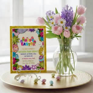 Farbenfrohe Florale Ostereier-Suche im 3D-Papier-S Postkarte