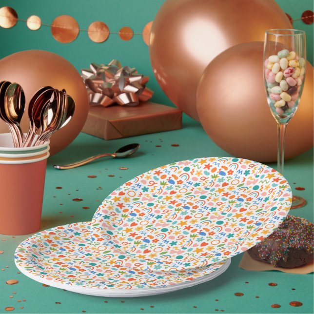 Farbenfrohe florale Papierparty-Teller Pappteller (Multi)