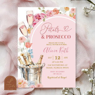 Farbenfrohe Florale Sommer Blüten und Prosecco Bra Einladung