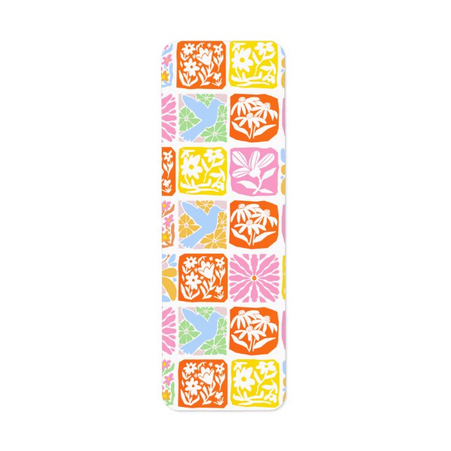 Farbenfrohe florale Tile Botanische Folk Whimsical (Vorne)