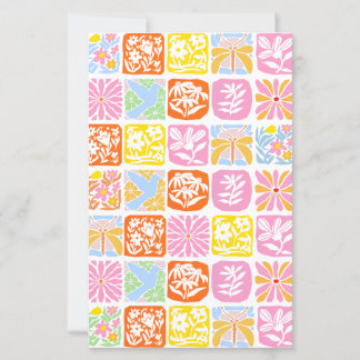 Farbenfrohe florale Tile Botanische Folk Whimsical
