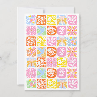 Farbenfrohe florale Tile Botanische Folk Whimsical Einladung