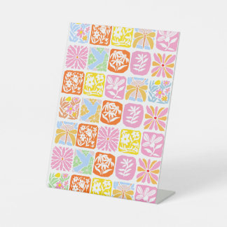 Farbenfrohe florale Tile Botanische Folk Whimsical Sockelschild
