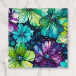 Farbenfrohe florale Tinte Art Geschenk Tags Geschenkanhänger