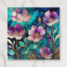 Farbenfrohe florale Tinte Art Geschenk Tags Geschenkanhänger