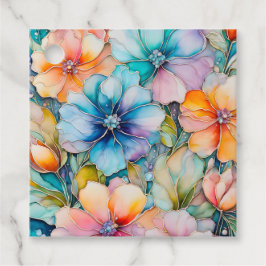 Farbenfrohe florale Tinte Art Geschenk Tags Geschenkanhänger