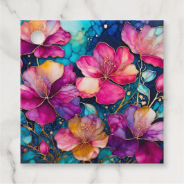 Farbenfrohe florale Tinte Art Geschenk Tags Geschenkanhänger