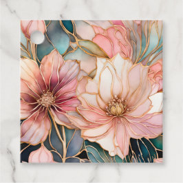 Farbenfrohe florale Tinte Art Geschenk Tags Geschenkanhänger