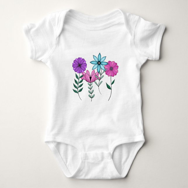 farbenfrohe Florals Baby Strampler (Vorderseite)