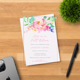 Farbenfrohe Florals Liebe In Voller Blüte Brautpar Acryleinladungen