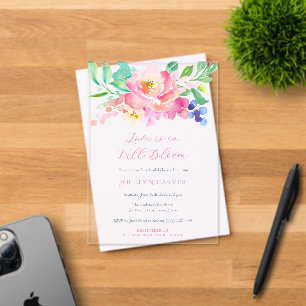 Farbenfrohe Florals Liebe In Voller Blüte Brautpar Acryleinladungen