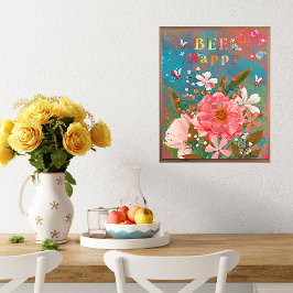 Farbenfrohe Florals rosa Inspiration Poster