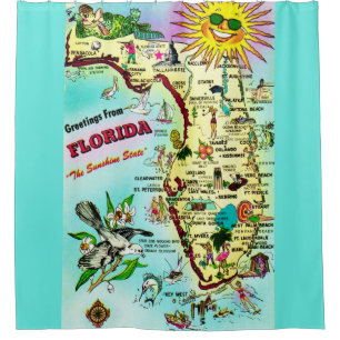 Farbenfrohe Florida Grüße Duschvorhang
