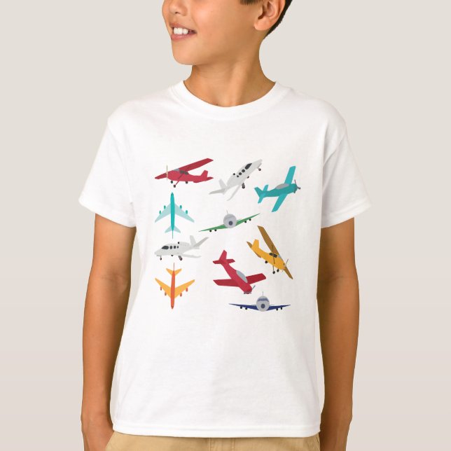 Farbenfrohe Flugzeuge Muster Kinder Bad T-Shirt (Vorderseite)