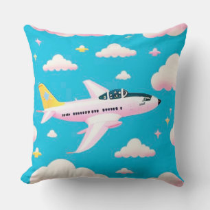 Farbenfrohe Flugzeuge unter Cartoon Wolken Kissen