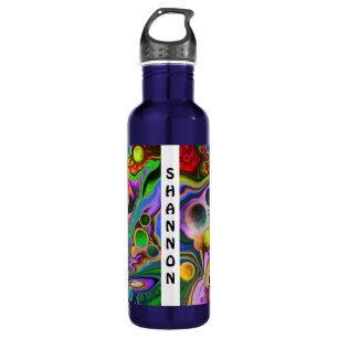 Farbenfrohe Fluid Art Marmorroute Personalisiert Edelstahlflasche