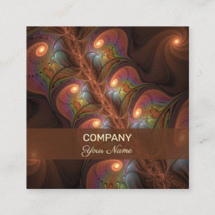 Farbenfrohe fluoreszierende Abstrakte braune Frakt Quadratische Visitenkarte