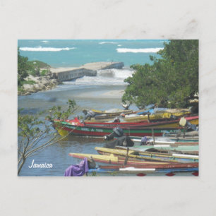 Farbenfrohe Flussboote Negril Jamaica Postkarte