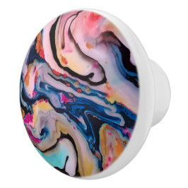 Farbenfrohe flüssige Marmorabstraktion Keramikknauf