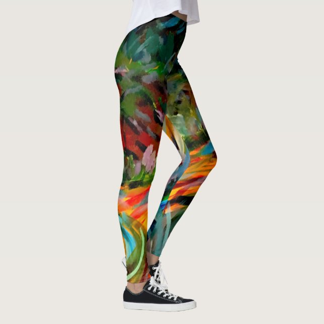 Farbenfrohe Flussmalerei Leggings (Rechts)
