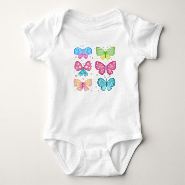 Farbenfrohe Flutter-Freunde Baby Strampler (Vorderseite)