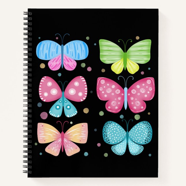 Farbenfrohe Flutter-Freunde Notizbuch (Vorderseite)