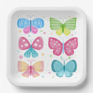 Farbenfrohe Flutter-Freunde Pappteller
