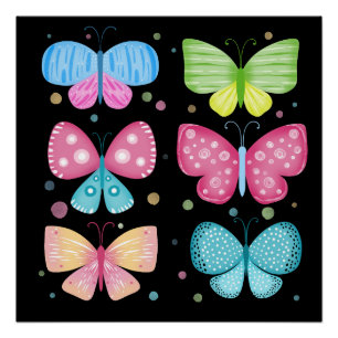 Farbenfrohe Flutter-Freunde Poster
