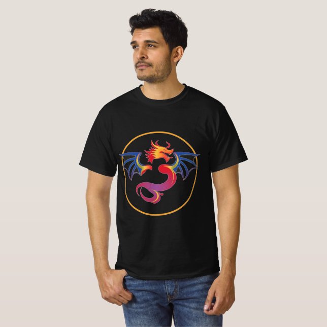 Farbenfrohe Flying Dragon-Embleme T-Shirt (Vorne ganz)
