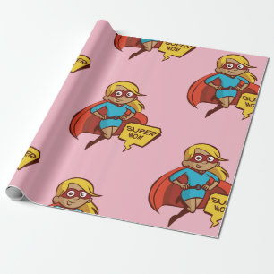 Farbenfrohe Flying Super Mama Geschenkpapier