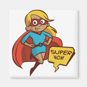Farbenfrohe Flying Super Mama Magnet