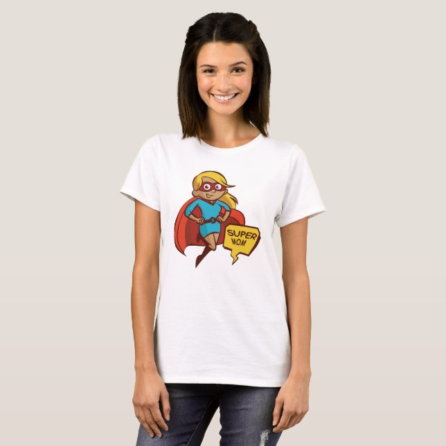 Farbenfrohe Flying Super Mama T-Shirt (Vorne ganz)