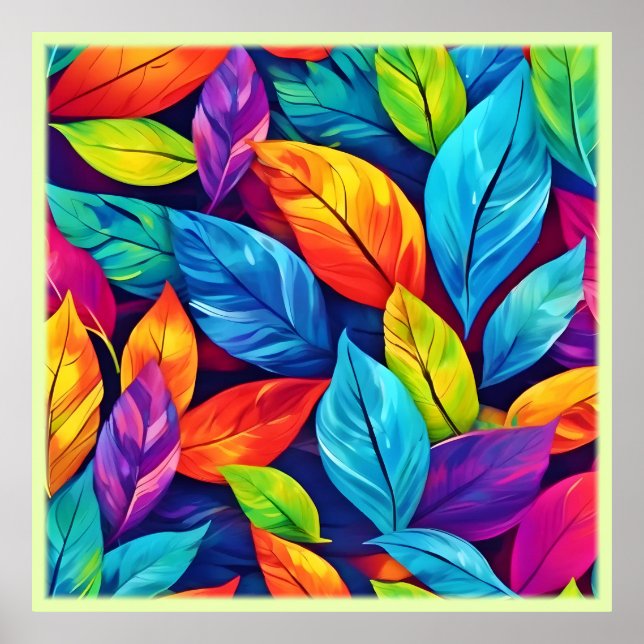 Farbenfrohe Foliage Muster Poster (Vorne)