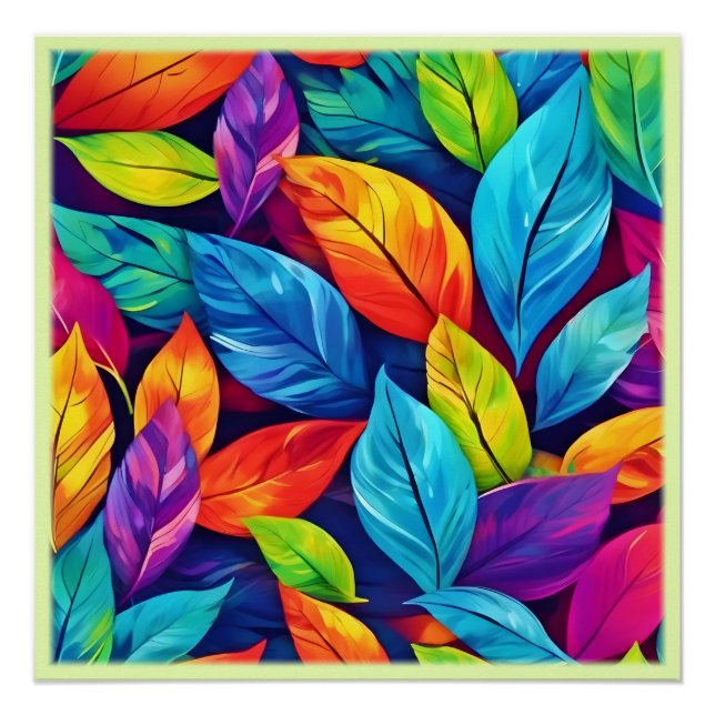Farbenfrohe Foliage Muster Poster (Vorderseite)