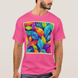 Farbenfrohe Foliage Muster T-Shirt